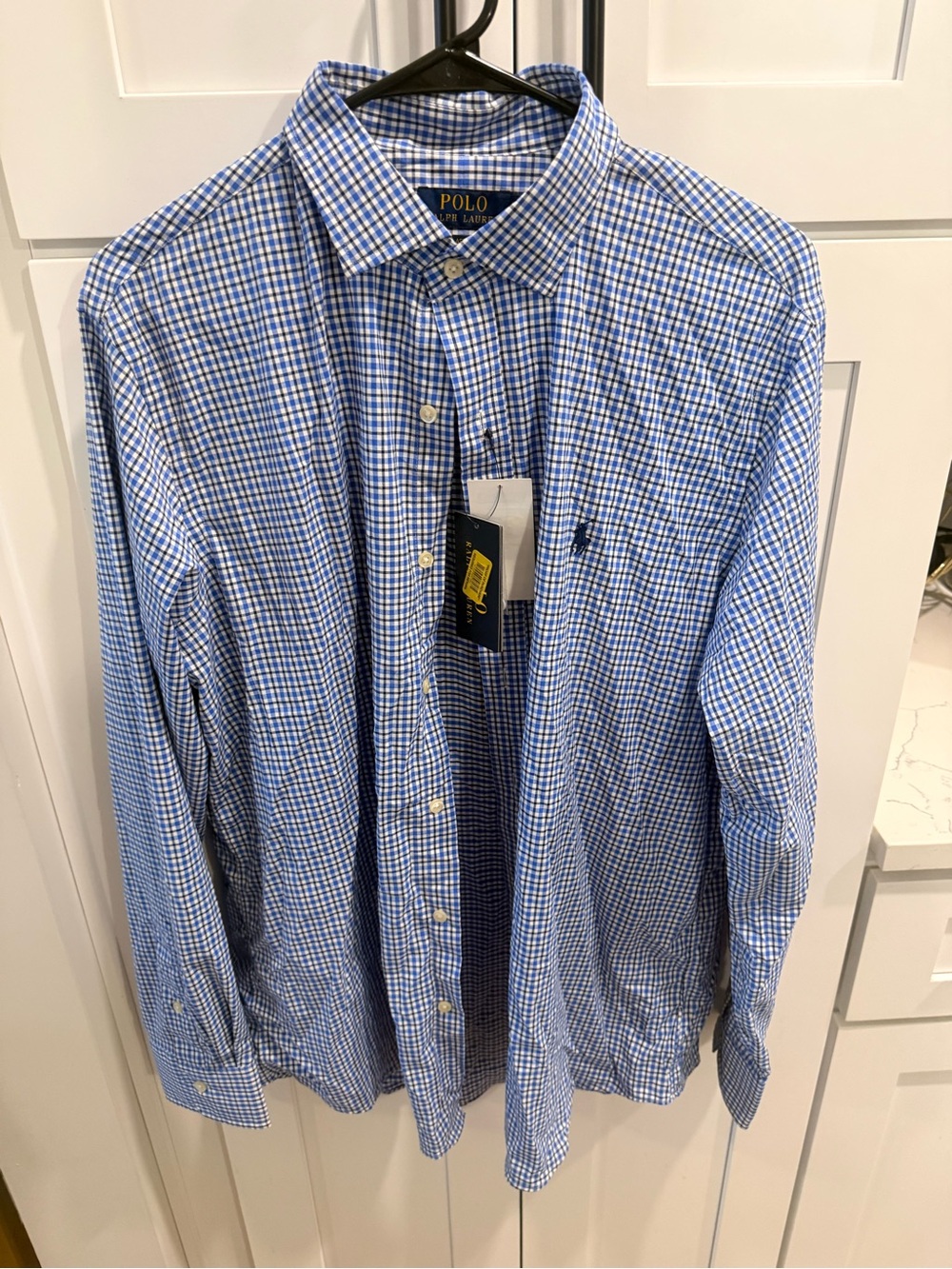 Polo by Ralph Lauren Blue and White Checked Button-Down Shirt